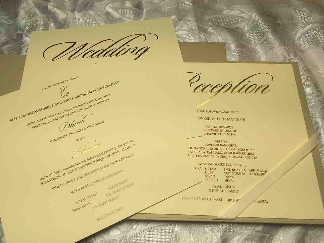 The best box shape embossed wedding invitation | Nila Cards