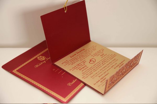 Foil flora hindu wedding invitation_Card