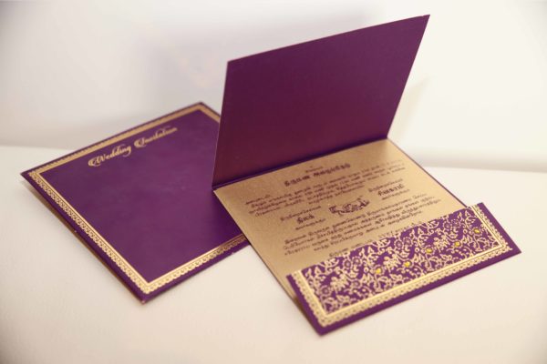 Foil flora purple hindu wedding invitation_01